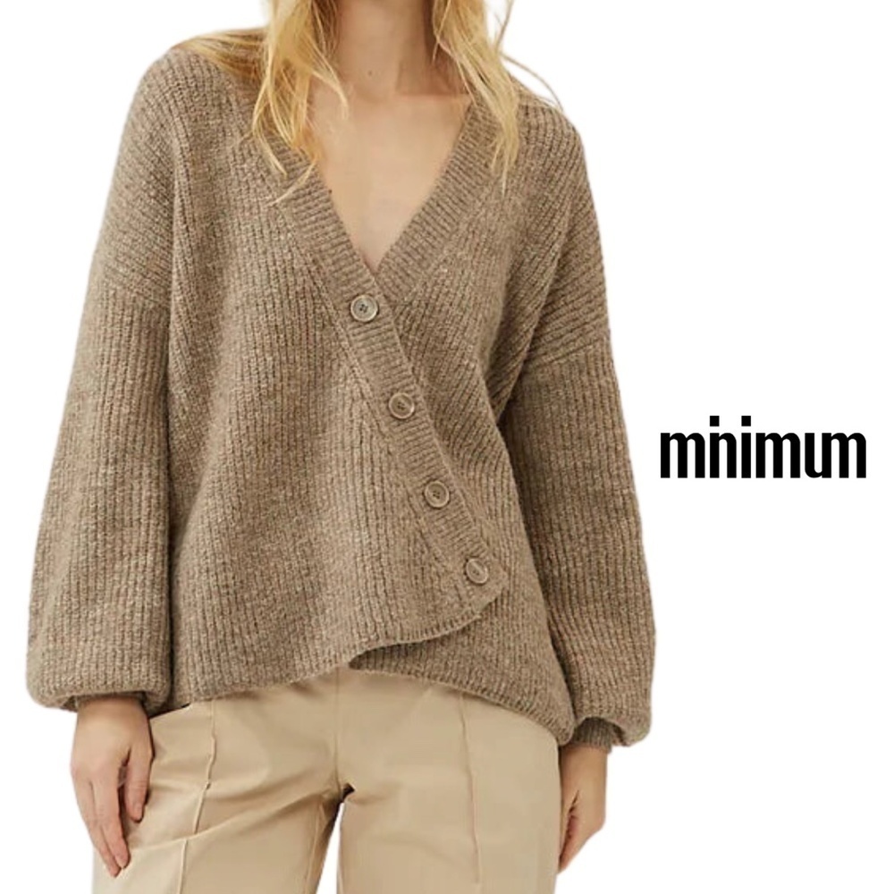 minimum The Melsa Cardigan Asymmetrical Cottage Core Knit - Size Small